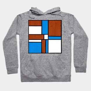 Brown White Blue Geometric Abstract Acrylic Painting Hoodie